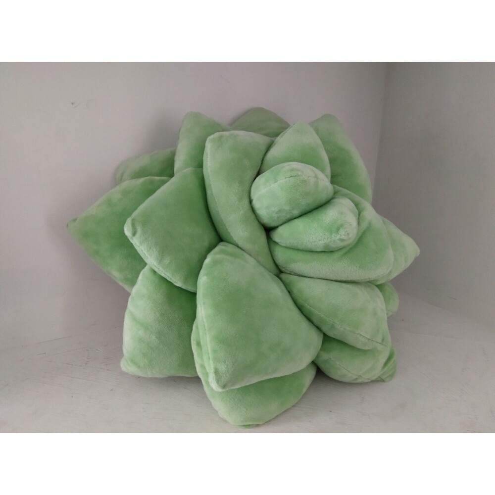 Green Philosophy Co 3D Succulent Flower Green Plush Accent Throw Pillow